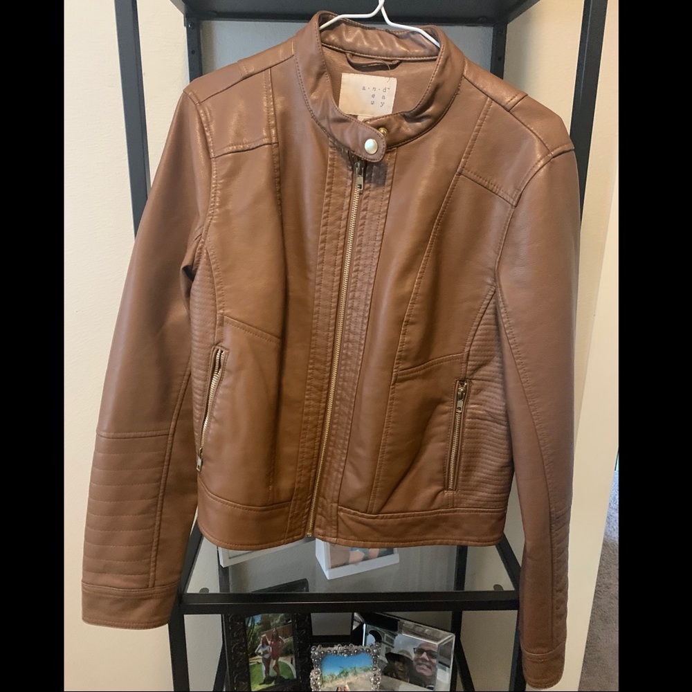 Brown Faux Leather Jacket